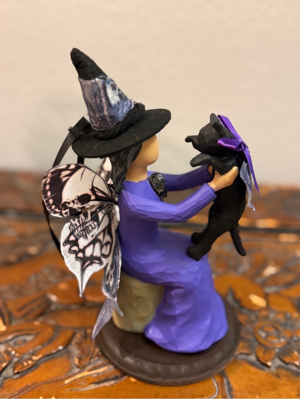 Willow Tree Purple Witch Figurine with Black Cat